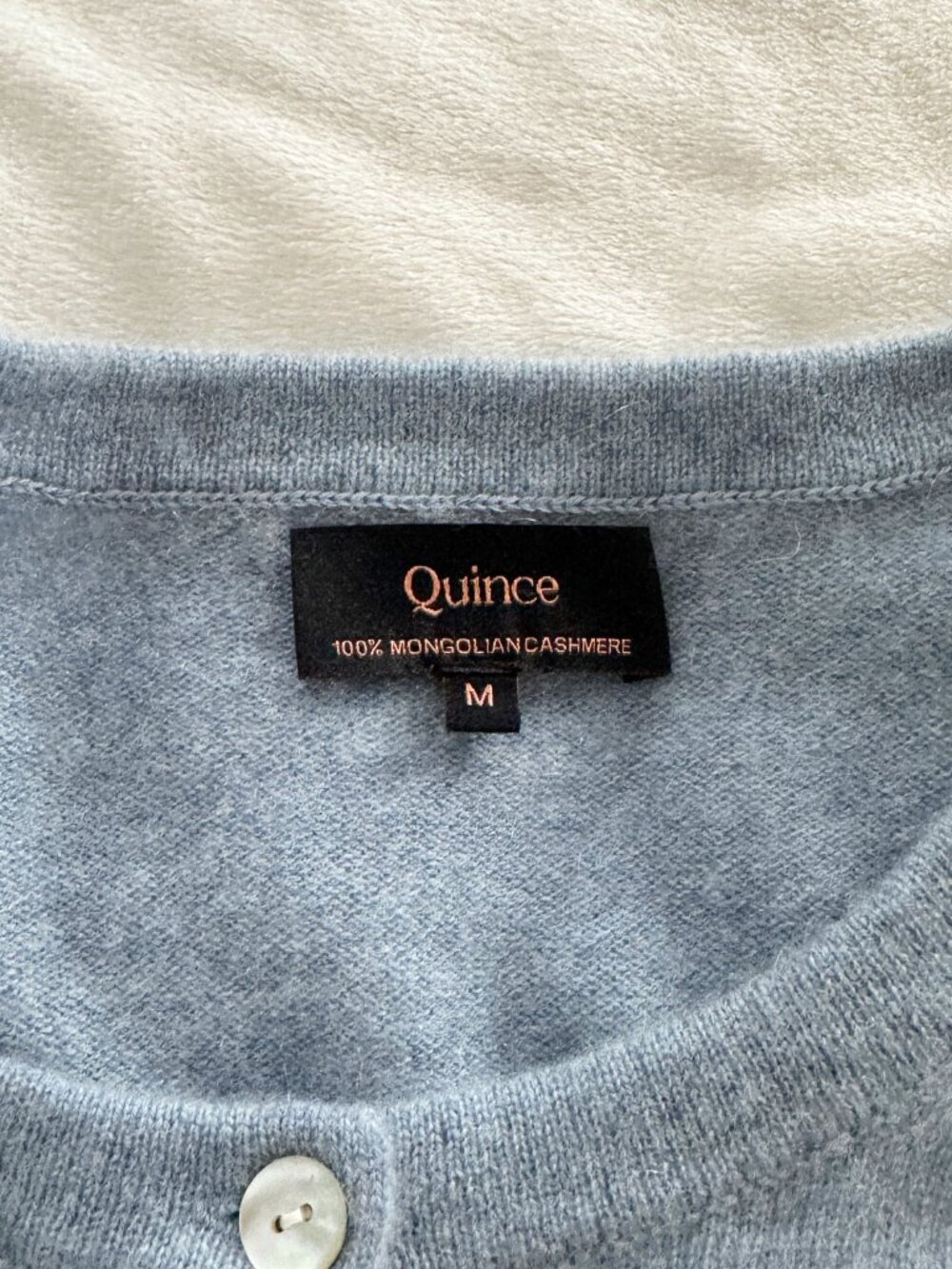Quince 100% Mongolian Cashmere Cardigan Faded Denim Blue M - Picture 7 of 11